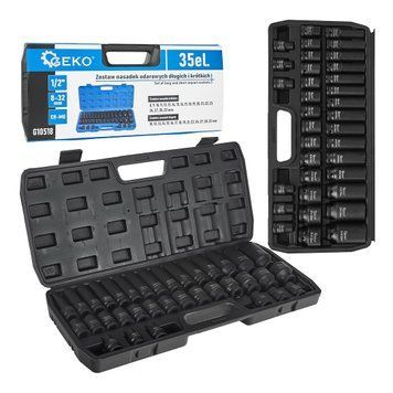 Набор длинных и коротких ударных головок 1/2" 8-32 мм, 35 шт GEKO G10518 G10518 фото
