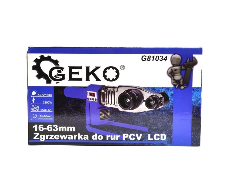 Апарат для зварювання труб ПВХ 16-63мм LCD GEKO G81034 G81034 фото