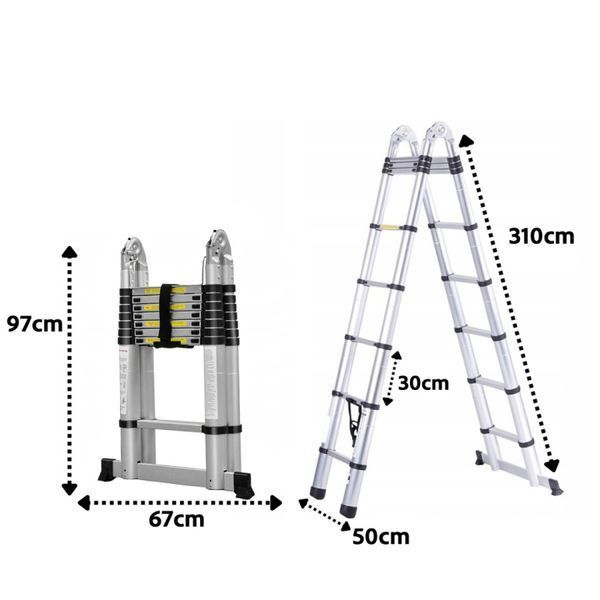 Телескопічна драбина шарнірна 6,2 м (3,1 м + 3,1 м) StandHeiz DT620V DT620V фото