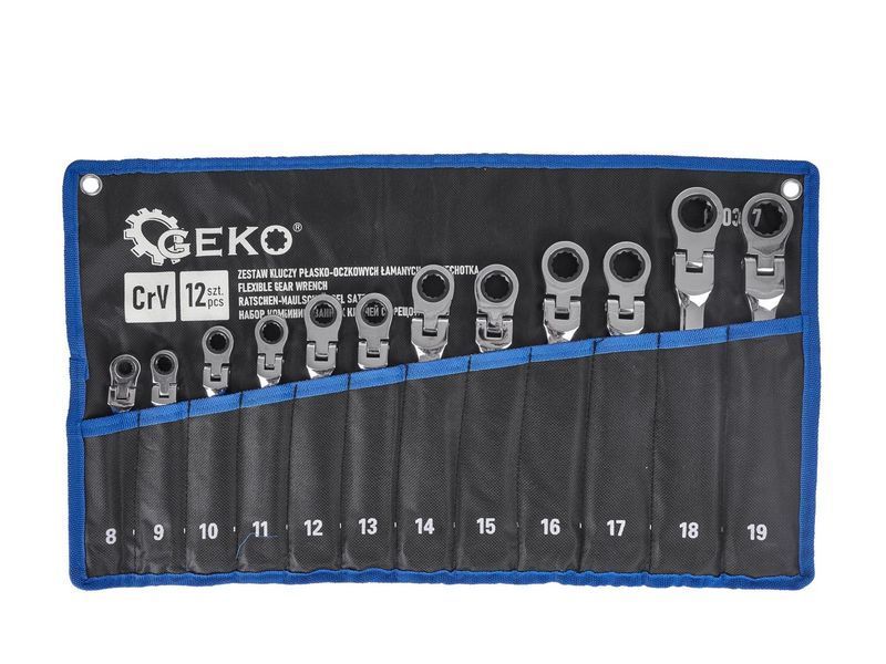Набір комбінованих ключів із тріскачкою з 12 предметів 8-19 мм GEKO G10337 G10337 фото