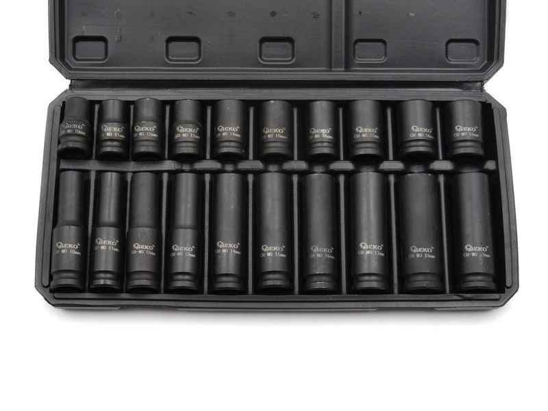 Набір довгих і коротких ударних головок 1/2" 10-19 мм GEKO G10517 G10517 фото